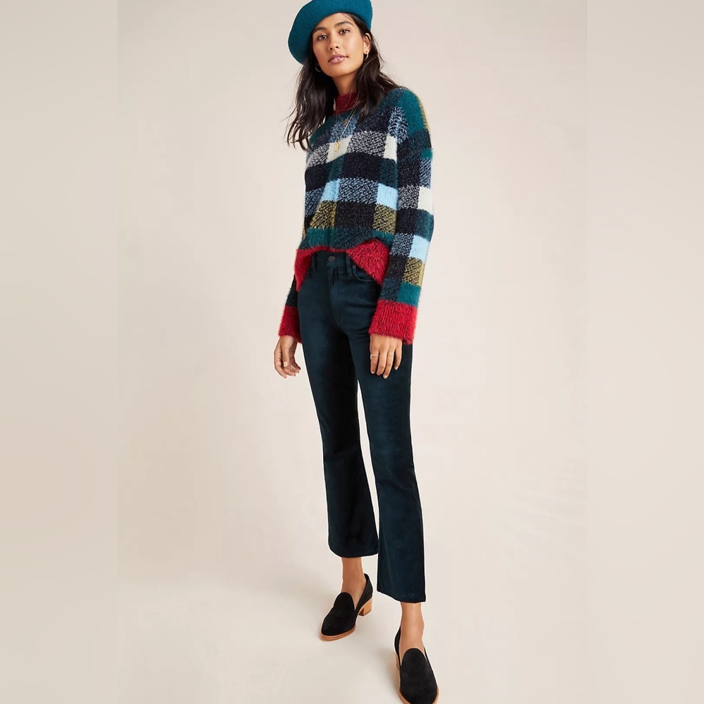 Citizens of Humanity Demy Cropped Flare Jean Midnight Green Plush Velvet 26